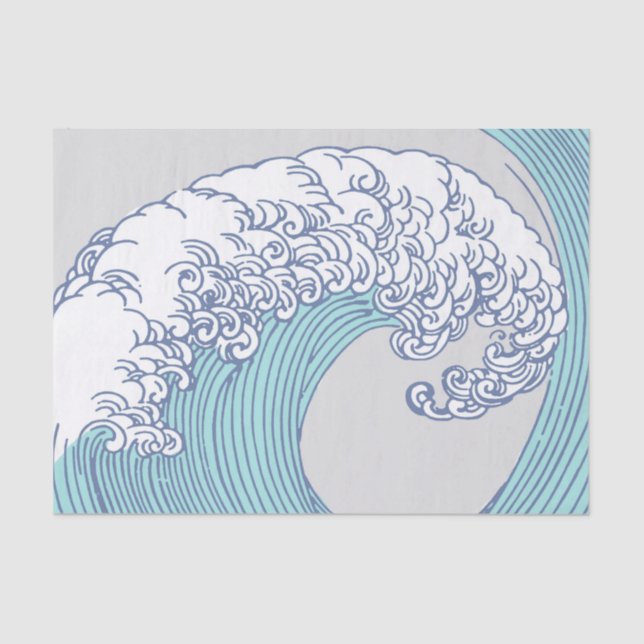 Papel De Seda Arte Oceânica Onda Surf Japonês (Frente )