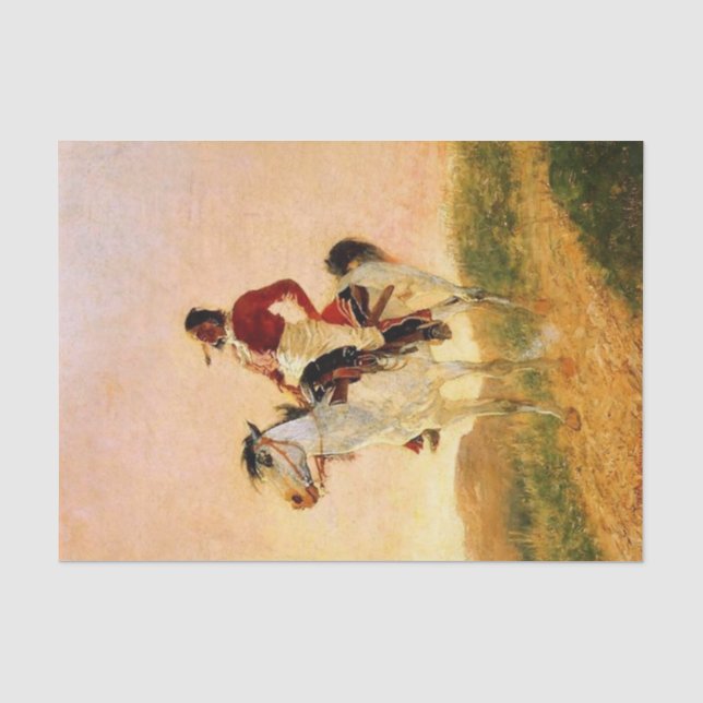 Papel De Seda Arte Ocidental de Frederic Remington “Comanche Mod (Frente )