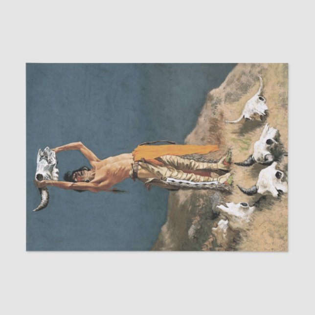 Papel De Seda Arte Ocidental de Frederic Remington “Conjurando o (Frente )