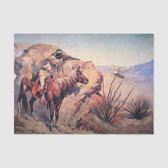 Papel De Seda Arte Ocidental de Frederic Remington “Emboscada Ap (Frente )