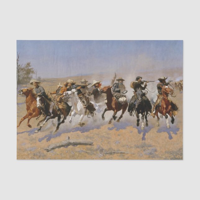 Papel De Seda Arte Ocidental de Frederic Remington “Fuga Para O  (Frente )