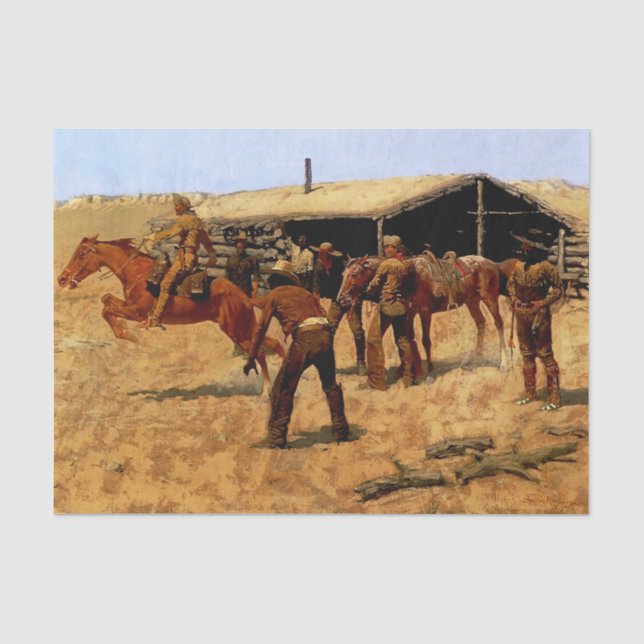 Papel De Seda Arte Ocidental de Frederic Remington “Pony Express (Frente )