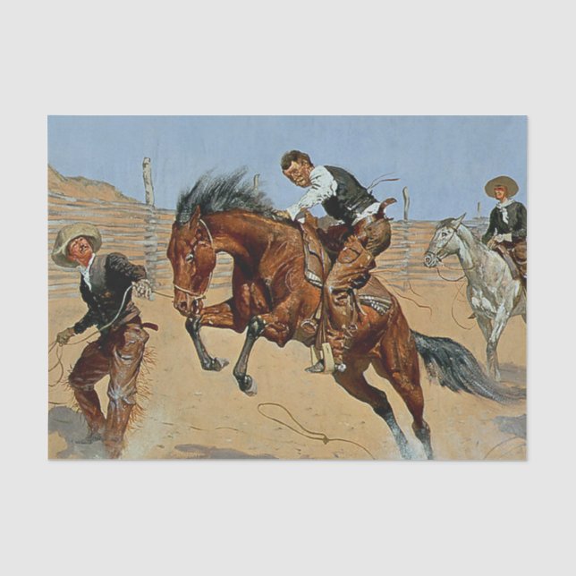 Papel De Seda Arte Ocidental de Frederick Remington “Solte-o” (Frente )