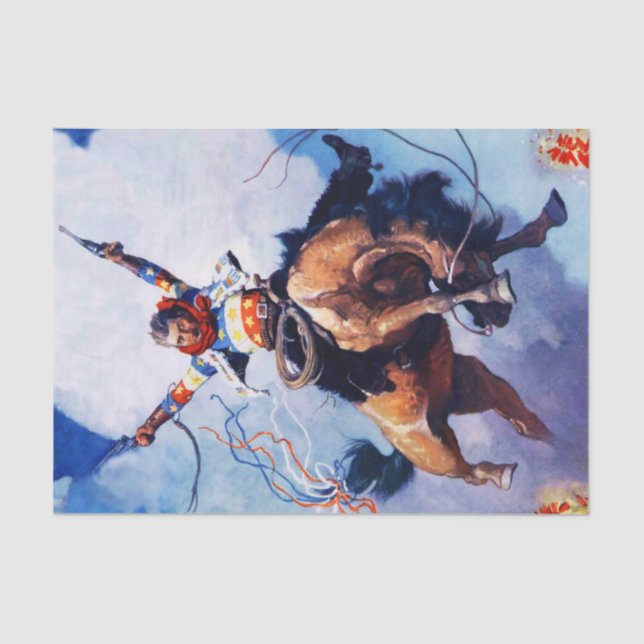 Papel De Seda Arte Ocidental "Guns Ablascinando" por NC Wyeth (Frente )