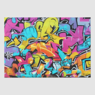 Papel De Seda Arte Urbana Vibrante de Grafite em Design de Rua