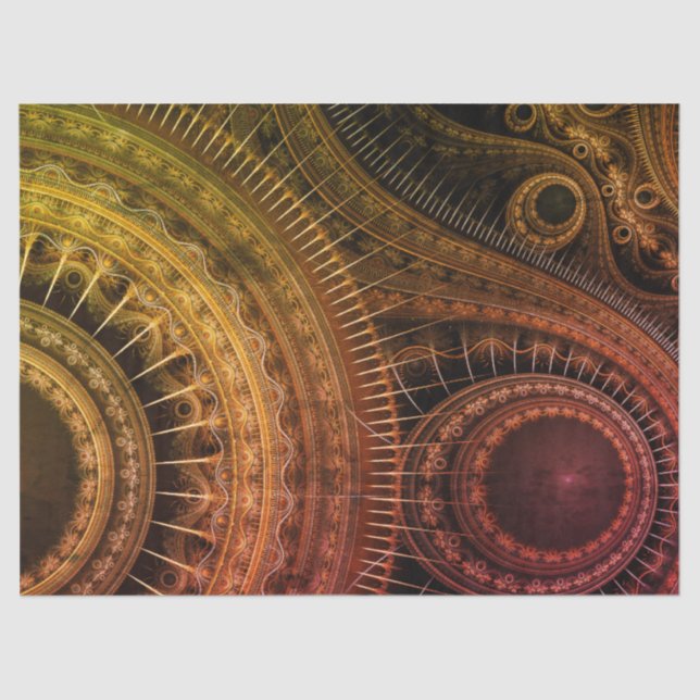 Papel De Seda Artes Fractais Douradas Abstrato 16 Decoupage (Frente )