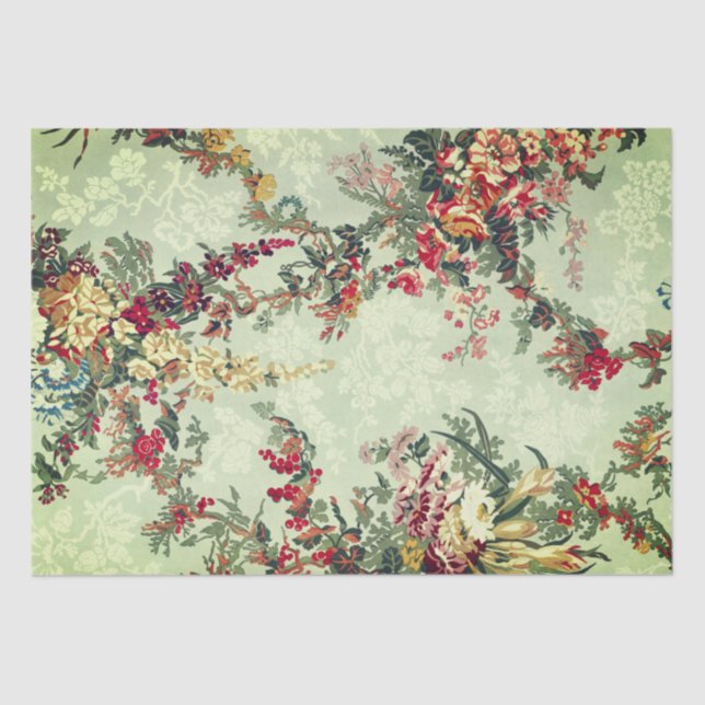 Papel De Seda Artes Industriais Florais do século 19  (Frente )