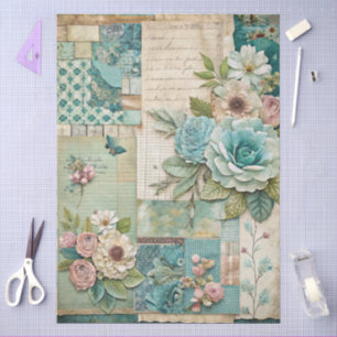 Papel De Seda Artesanato de Colagem Floral de Pastel de Cottagec