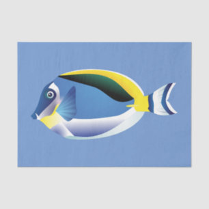 Papel De Seda Artesanato de Decoupage Azul de Peixes Tropicais