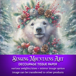Papel De Seda Artesanato Festivo de Natal de Urso Polar Decoupag