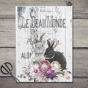 Papel De Seda Artesanato Floral de Bunnies do País Francês