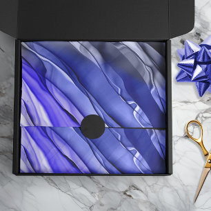 Papel De Seda Artesanato Multi-Azul Tinado Em Camada De abstrato