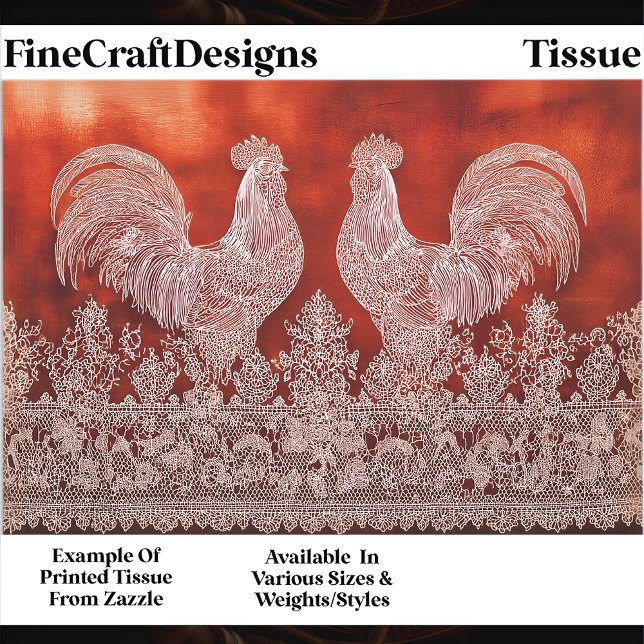 Papel De Seda Artesanato Russo Lace Roosters EJ9 Decoupage (Criador carregado)