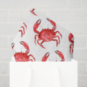 Papel De Seda Artisan Red Crab Coastal Colorful Viagem Diversão
