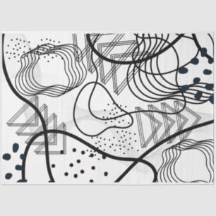 Papel De Seda Artista Black White Large Abstrato Circular Textur