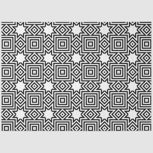 Papel De Seda Artista Black White Large Star Square Geométrico (Frente )