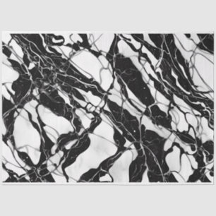 Papel De Seda Artista Preto Branco Grande Abstrato Marble 1e