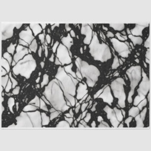 Papel De Seda Artista Preto Branco Grande Abstrato Marble 1g