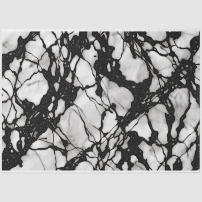 Papel De Seda Artista Preto Branco Grande Abstrato Marble 1g (Frente )