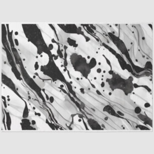 Papel De Seda Artista Preto Branco Grande Abstrato Marble 1h