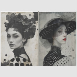 Papel De Seda Artistas Misturam Mídia Preto-Branco Rostos Grande