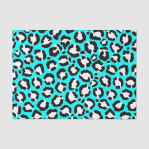 Papel De Seda Artsy Modern Cyan Blue Leopard Animal Print
