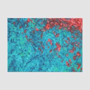 Papel De Seda Artsy Neon Orange Teal Acrylic Painting
