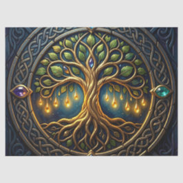 Papel De Seda Árvore Celestial de Luz Árvore Celta de Ouro da Vi