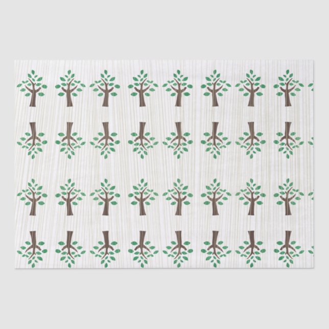 Papel De Seda Árvore da vida verde e castanho (Frente )