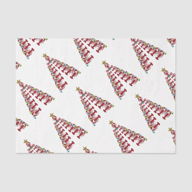 Papel De Seda Árvore de lagosta de Natal Tecido de praia náutica (Frente )