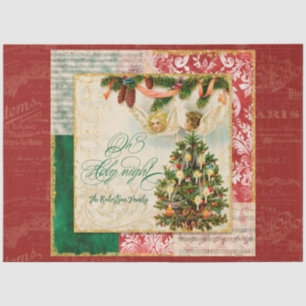 Papel De Seda Árvore de Natal Angels Oh Santa Noite Nome da Famí