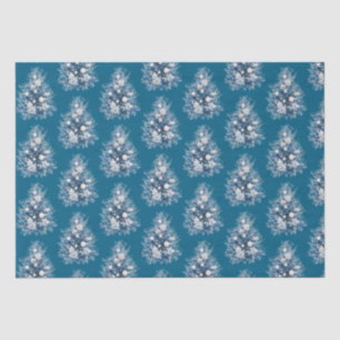 Papel De Seda Árvore de Natal Branco Azul