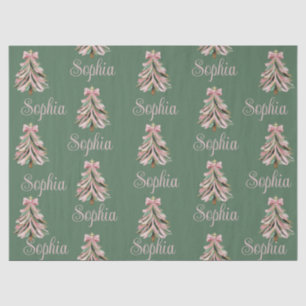 Papel De Seda Árvore de Natal com Laço Croquette Nome Personaliz
