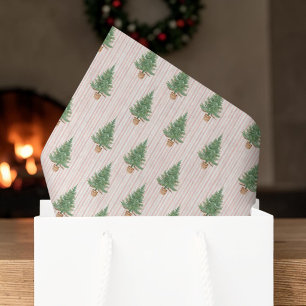 Papel De Seda Árvore de Natal com Listras Rosa Água-forte
