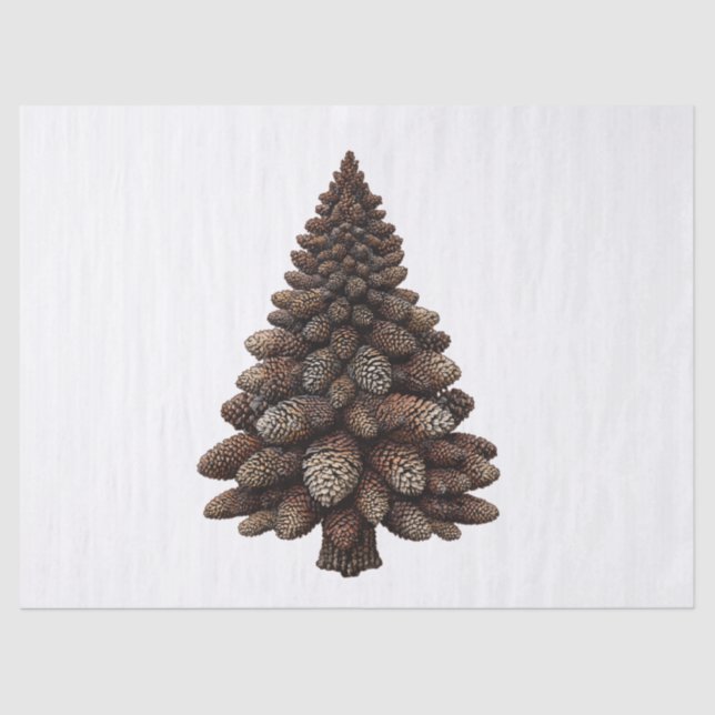 Papel De Seda Árvore de Natal com Pinhas Artísticas Pinhas  (Frente )