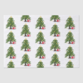 Papel De Seda Árvore de Natal com presente vermelho