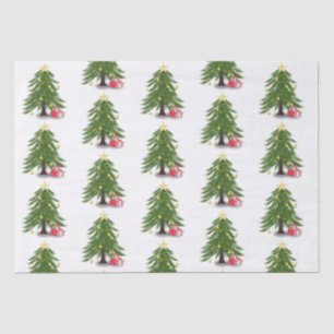 Papel De Seda Árvore de Natal com presente vermelho