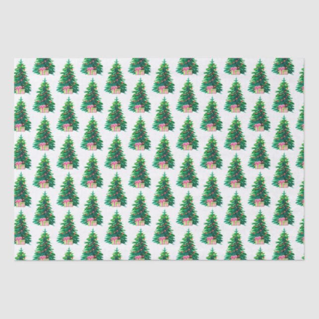 Papel De Seda Árvore de Natal Com Presentes (Frente )