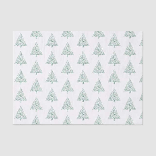 Papel De Seda Árvore de Natal da Caligrafia Vermelha e Verde (Frente )