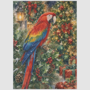Papel De Seda Árvore de Natal Decoupage de Arara Escarlate