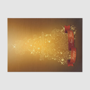 Papel De Seda Árvore de Natal Dourada brilhante