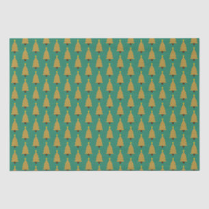 Papel De Seda Árvore de Natal Dourada e Estrela Verde