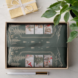 Papel De Seda Árvore de Natal Encantada em Ouro Floresta Selvage