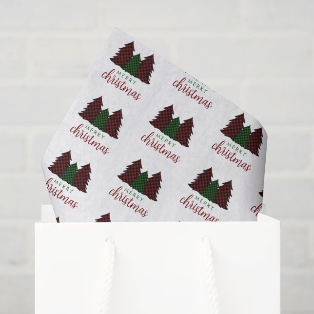 Papel De Seda Árvore de Natal Feliz da Xadrez de Natal (Sacola de presentes)