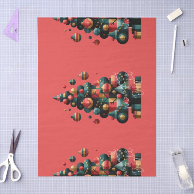 Papel De Seda Árvore de Natal Geométrica (Arte )