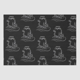 Papel De Seda Árvore de Natal Moderna e Elegante e Reindeer