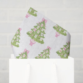 Papel De Seda Árvore de Natal Pink de Aquarela Mahjong