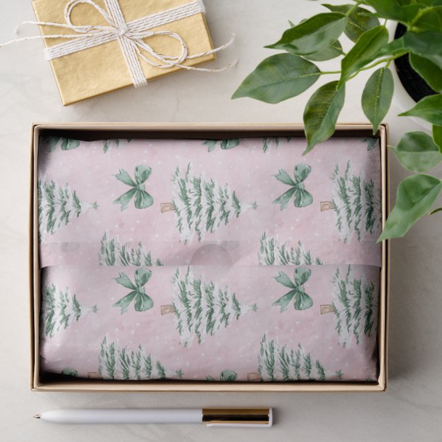 Papel de Seda Árvore de Natal Rosa Coquette (Presente)