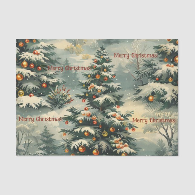 Papel De Seda Árvore de Natal Simples com Capas de Neve (Frente )