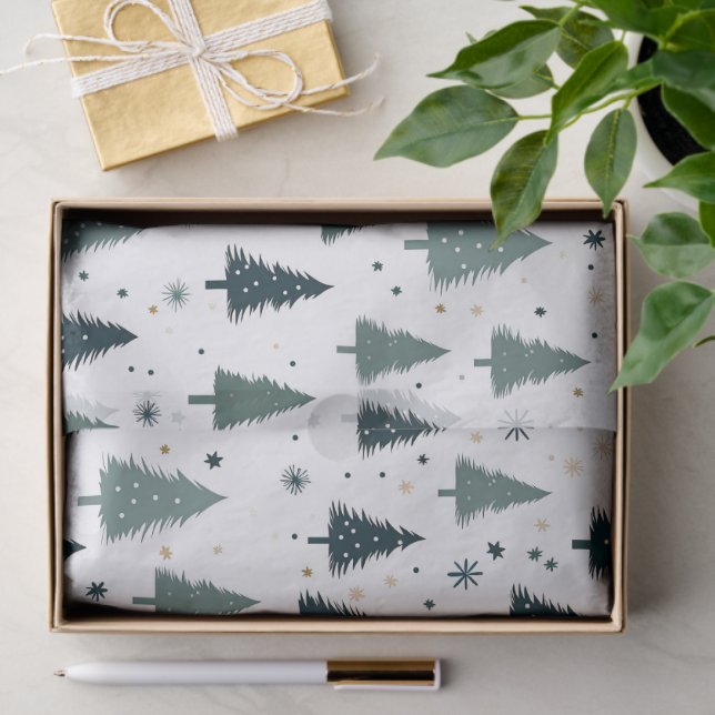 Papel De Seda Árvore de Natal Verde Simples (Presente)